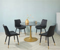 Modern Black Round Artificial Marble Dining Table with Gold base 100cm - The Outlet Home