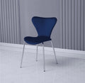 Modern Velvet Navy Blue Stackable Dining Chair with Silver legs x 2 - The Outlet Home