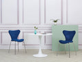 Modern Velvet Navy Blue Stackable Dining Chair with Silver legs x 2 - The Outlet Home