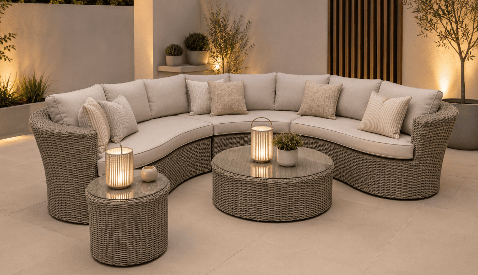 Naples Curved Sofa Set Dubai Sand - The Outlet Home