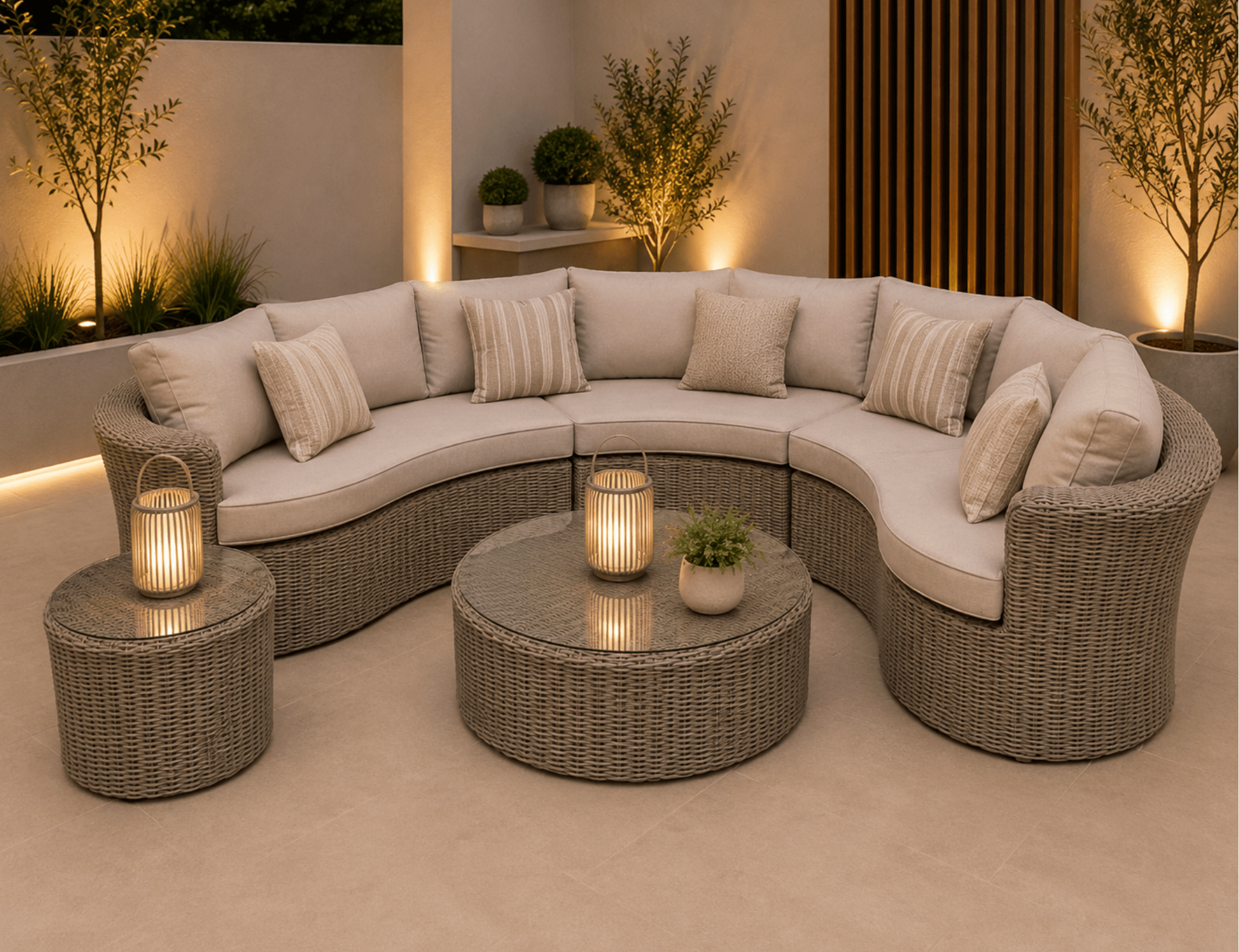Naples Curved Sofa Set Dubai Sand - The Outlet Home