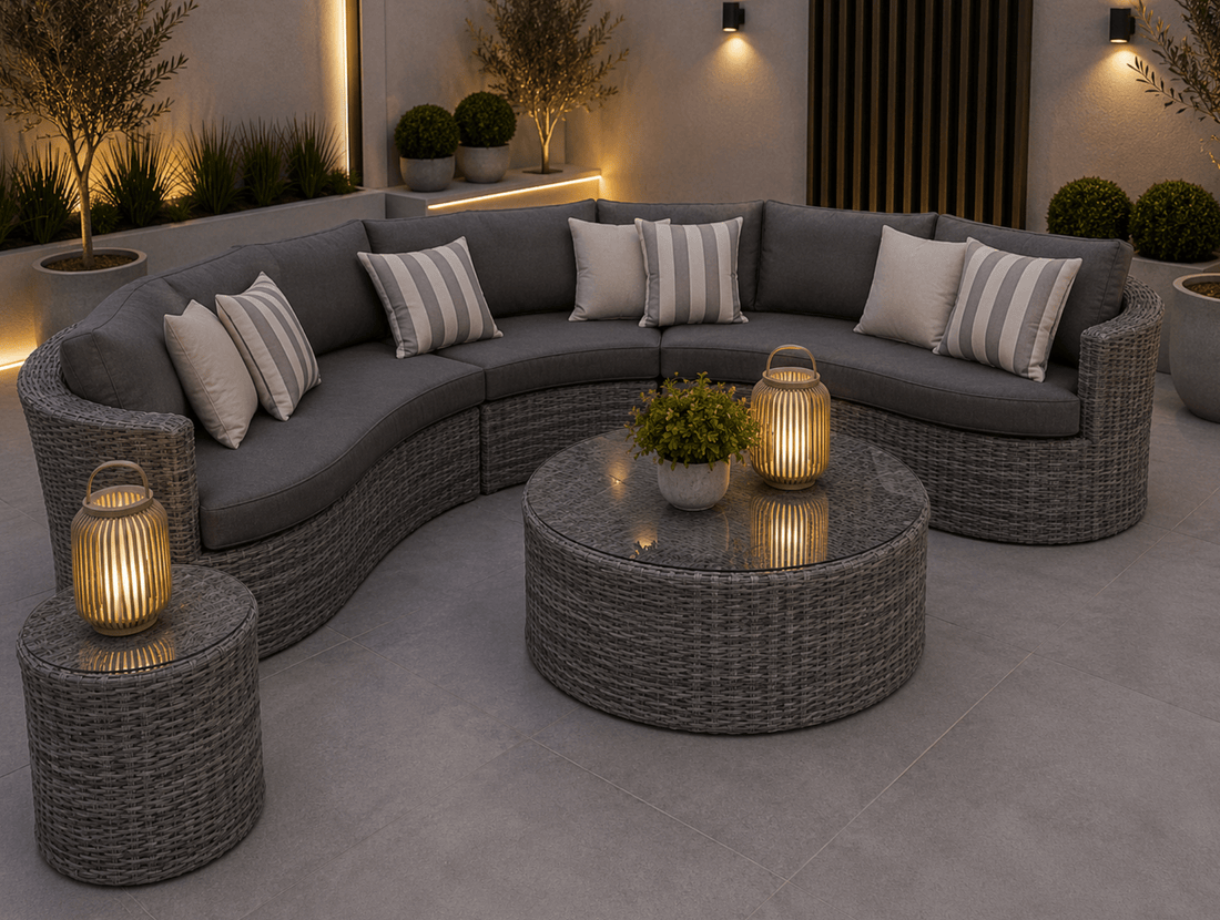 Naples Curved Sofa Set Grey - The Outlet Home