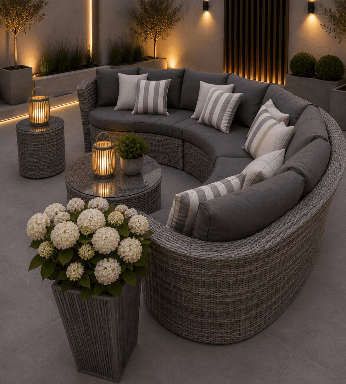 Naples Curved Sofa Set Grey - The Outlet Home