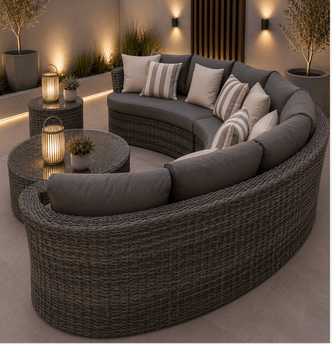 Naples Curved Sofa Set Mixed Dark Grey - The Outlet Home
