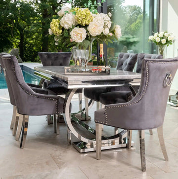 New Arianna Dining Table with 4, 6 or 8 Megan Chairs - The Outlet Home