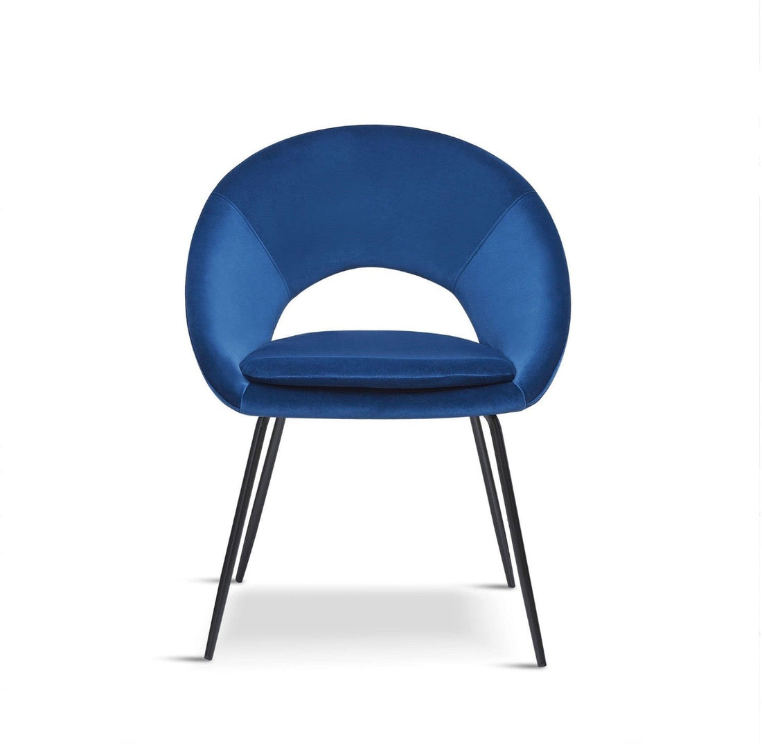 Open Back Blue Dining Chair With black legs x 2 - The Outlet Home