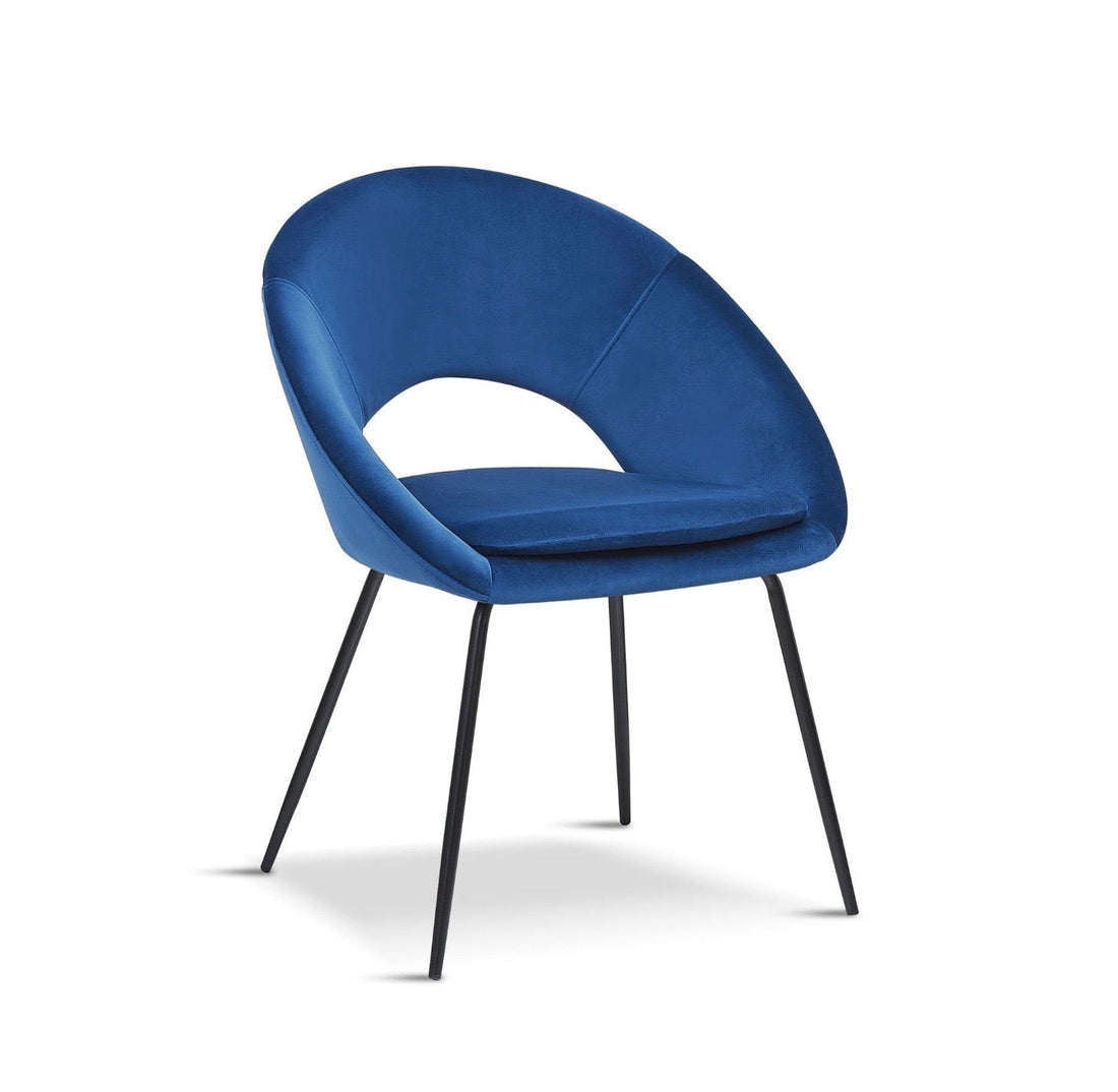 Open Back Blue Dining Chair With black legs x 2 - The Outlet Home