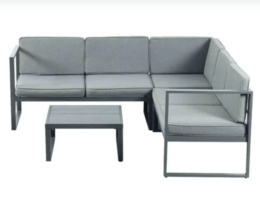 Orlando Aluminium Corner Sofa With Ceramic Fire pit grey - The Outlet Home