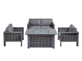 Oslo Aluminium Sofa Set with Fire Pit Table Sofa Firepit Grey - The Outlet Home