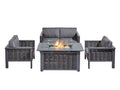 Oslo Aluminium Sofa Set with Fire Pit Table Sofa Firepit Grey - The Outlet Home