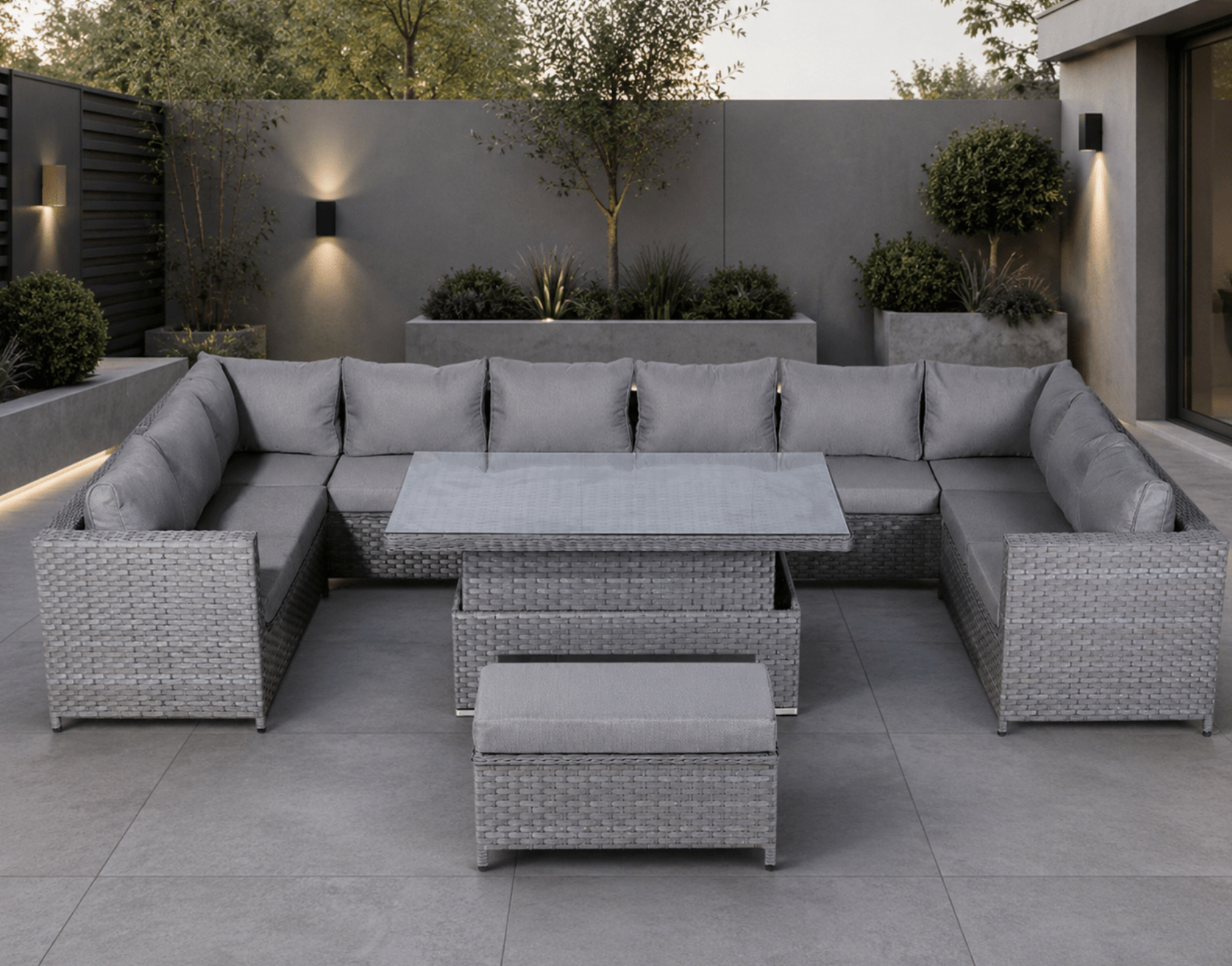 Paris U Shape Sofa Set with Rise & Fall Dining Table - The Outlet Home
