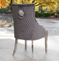 Plush Velvet Quilted Back Lion Dining Chair - The Outlet Home