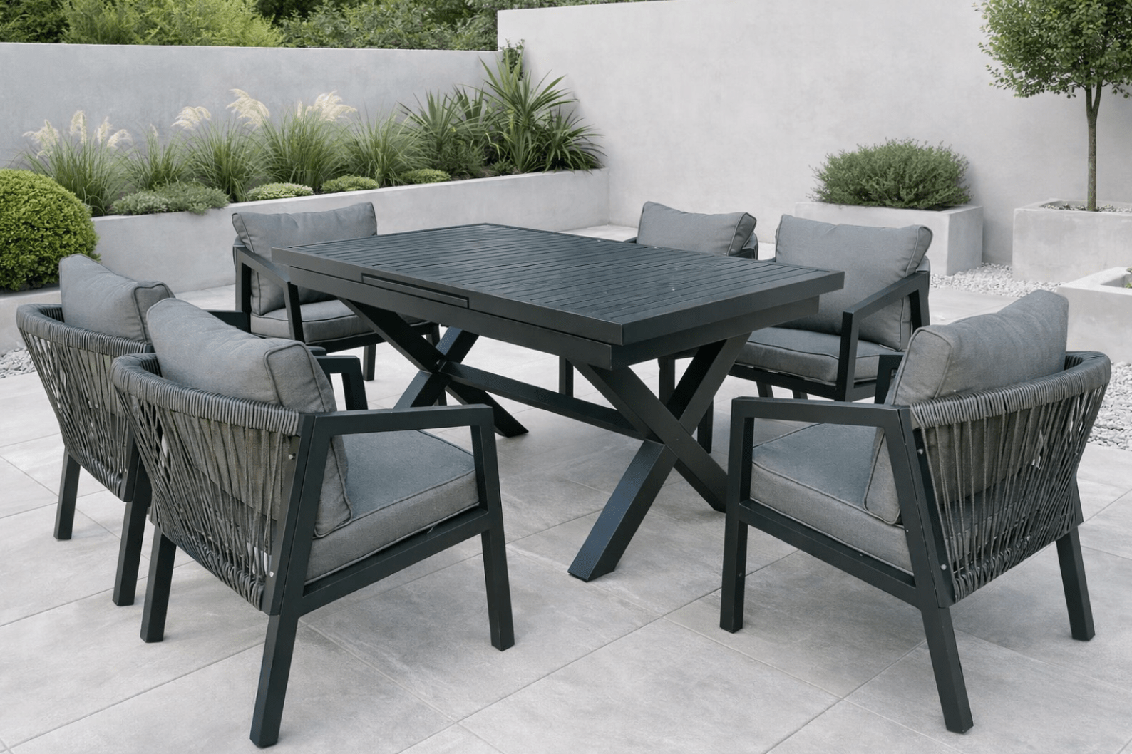 Rio 6 Seat Aluminium Extending Dining Set - The Outlet Home
