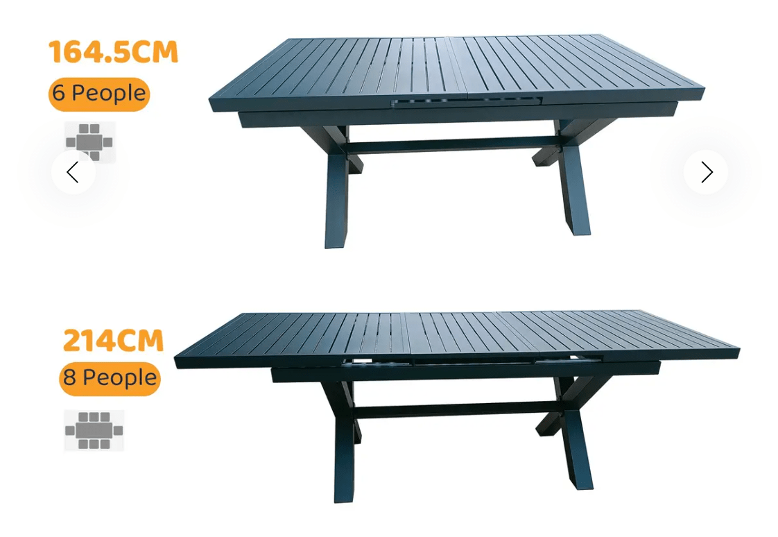 Rio 6 Seat Aluminium Extending Dining Set - The Outlet Home