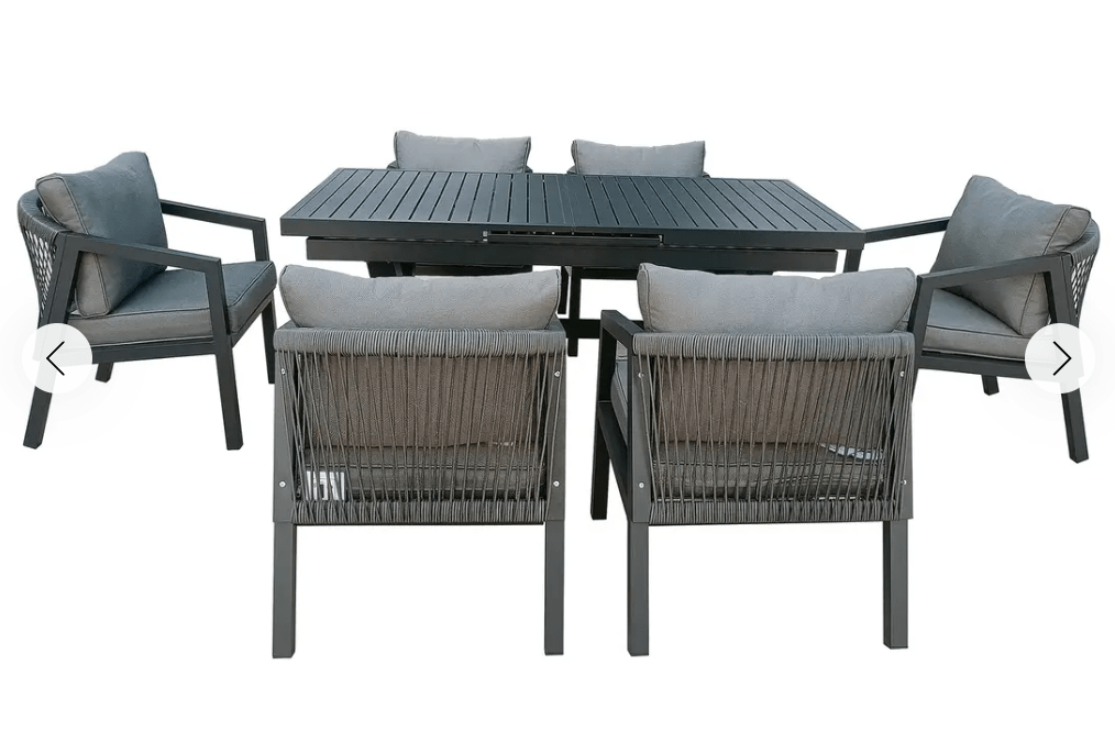 Rio 6 Seat Aluminium Extending Dining Set - The Outlet Home