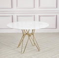 Round White Dining Table with Gold Hairpin Style Leg - 120cm - The Outlet Home