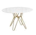 Round White Dining Table with Gold Hairpin Style Leg - 120cm - The Outlet Home