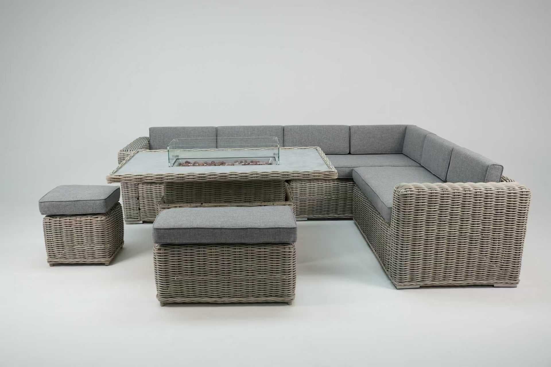 Santa Monica Luxury Edition with Rise & Fall Fire Pit Table - RE - ORDER DUE MARCH 2026 - NEW SEASON BUNDLE BUSTER - INCLUDES FREE PARASOL WITH WEIGHTS AND FREE COVER! - The Outlet Home