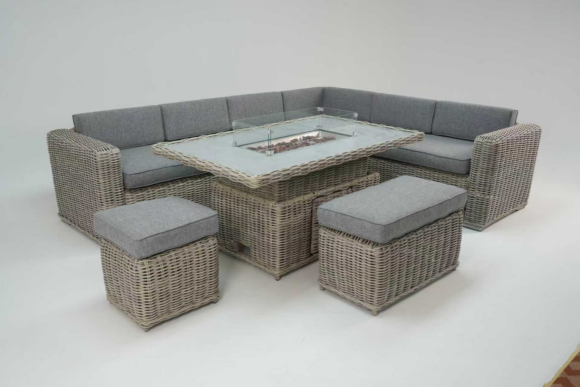 Santa Monica Luxury Edition with Rise & Fall Fire Pit Table - RE - ORDER DUE MARCH 2026 - NEW SEASON BUNDLE BUSTER - INCLUDES FREE PARASOL WITH WEIGHTS AND FREE COVER! - The Outlet Home