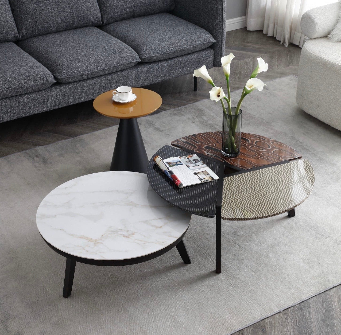 Set of 3 Romeo Sintered Stone Coffee Tables - The Outlet Home