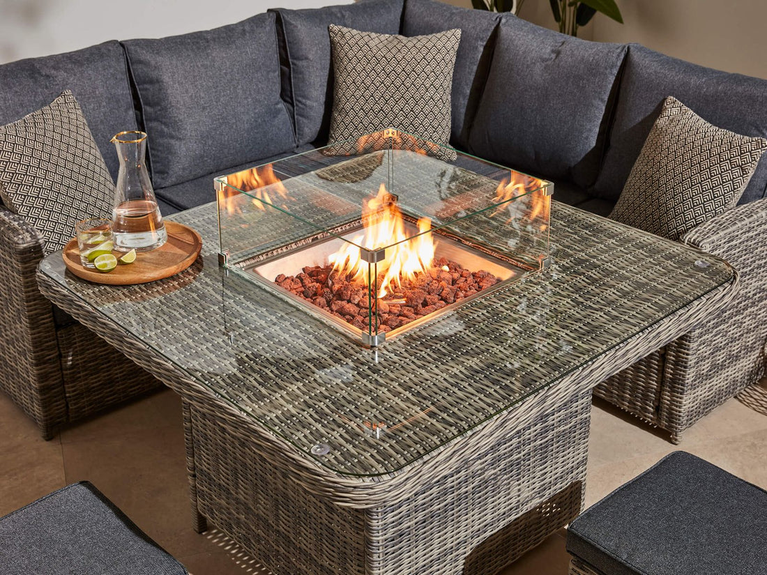 Siena Corner Sofa with Fire Pit Dining Table - Pre - order due May - The Outlet Home