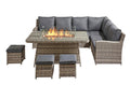 Siena Grande Corner Sofa with Fire Pit Dining Table - Free Weather Cover Included - The Outlet Home