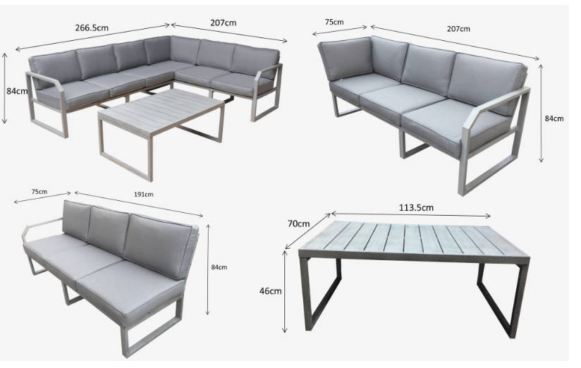 Sofia Aluminium Corner Sofa Grey in grey - The Outlet Home