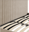 Sofia Luxury Bed with XL Headboard Beige - The Outlet Home