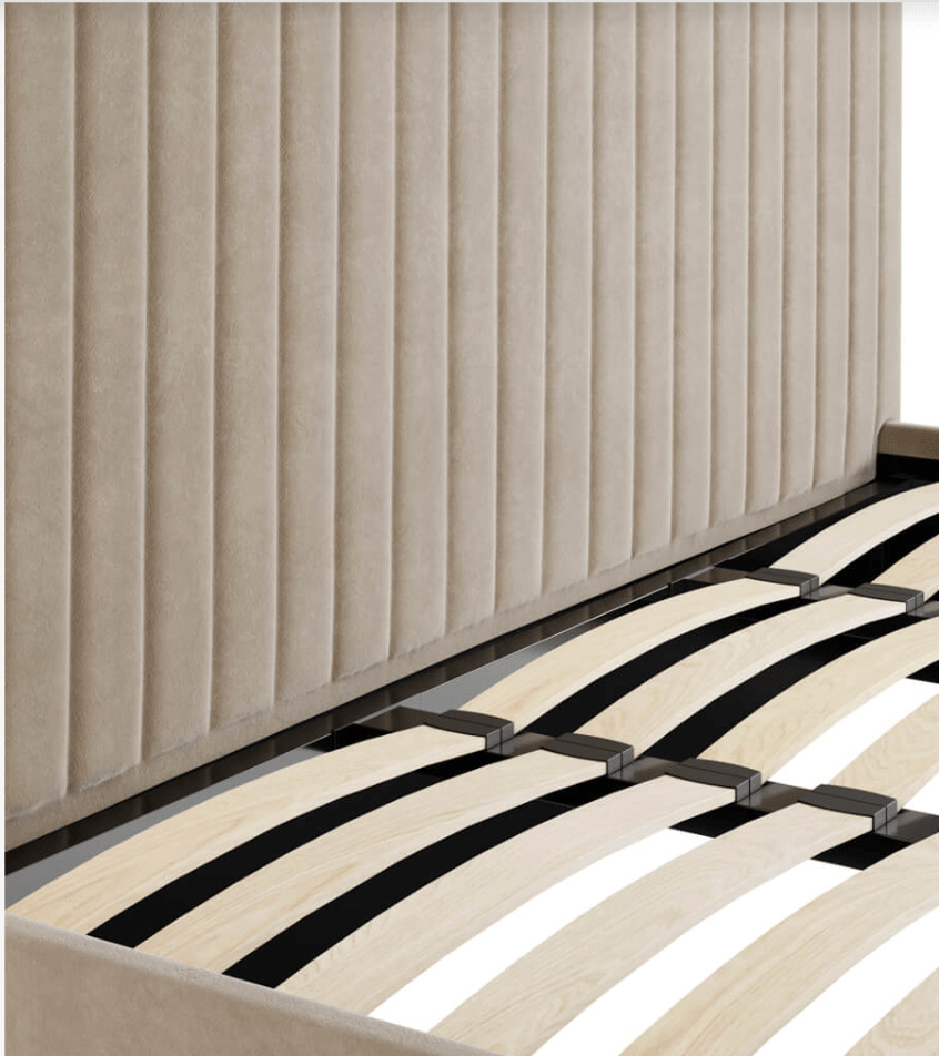 Sofia Luxury Bed with XL Headboard Beige - The Outlet Home