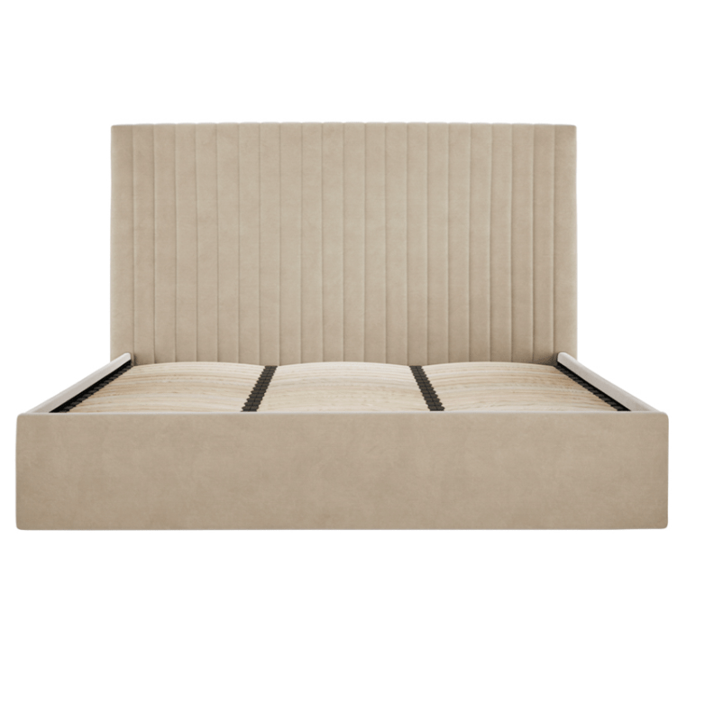 Sofia Luxury Bed with XL Headboard Beige - The Outlet Home