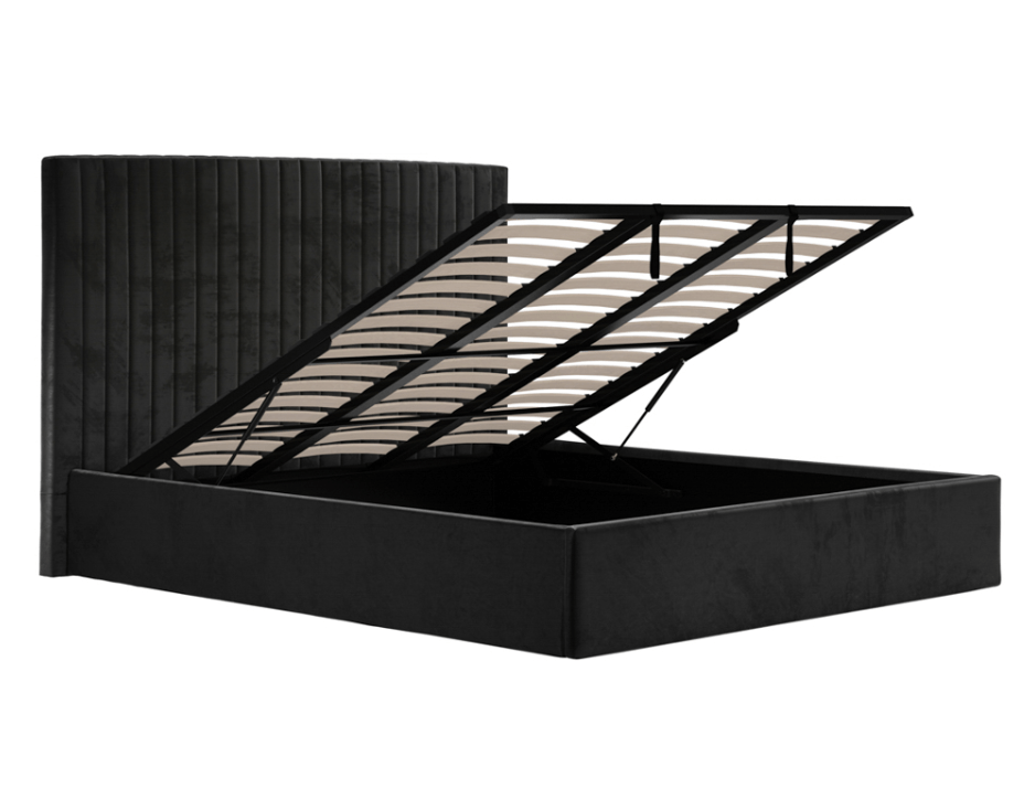 Sofia Luxury Bed with XL Headboard Black - The Outlet Home