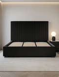 Sofia Luxury Bed with XL Headboard Black - The Outlet Home