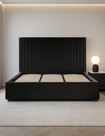 Sofia Luxury Bed with XL Headboard Black - The Outlet Home