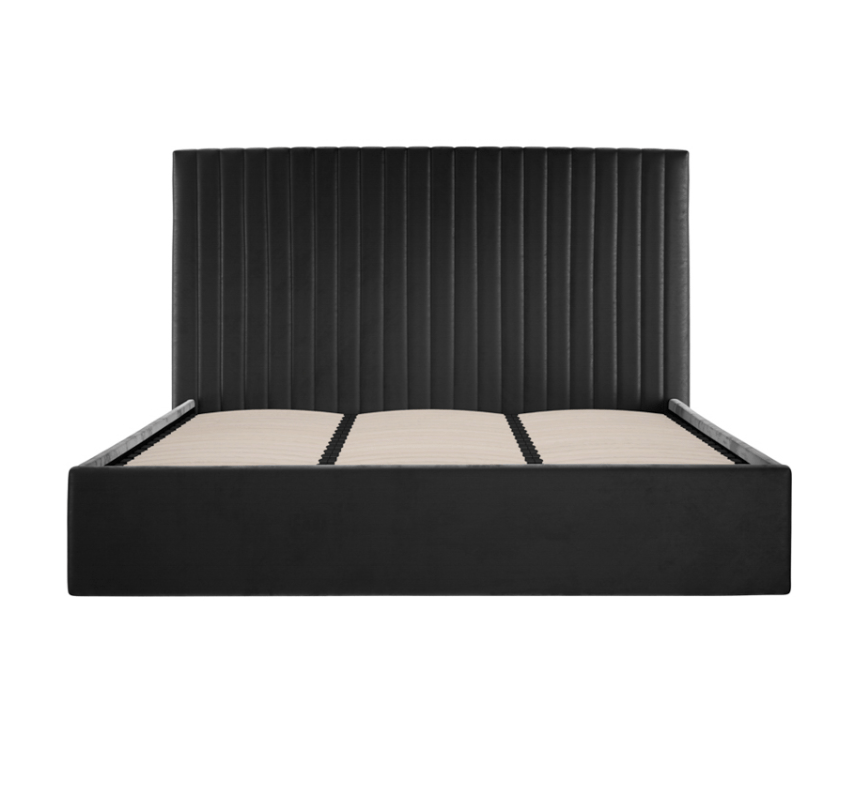 Sofia Luxury Bed with XL Headboard Black - The Outlet Home
