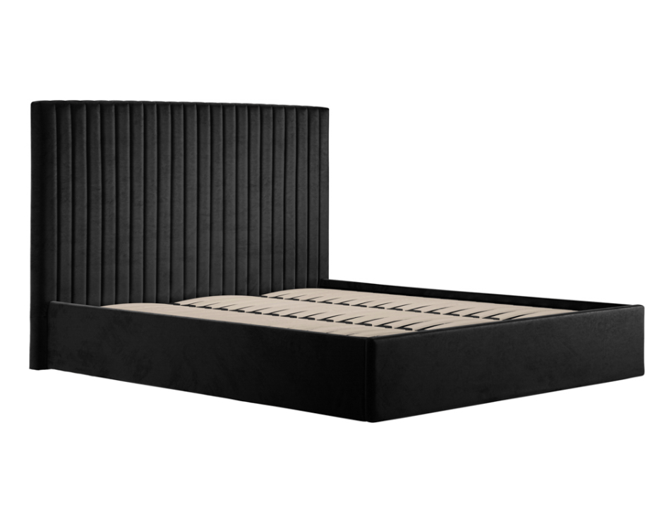 Sofia Luxury Bed with XL Headboard Black - The Outlet Home