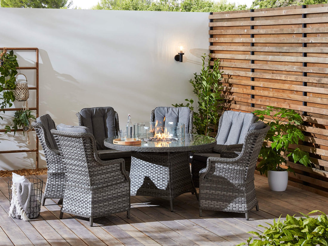 St Tropez Fire Pit Dining Set 6 Seat - The Outlet Home