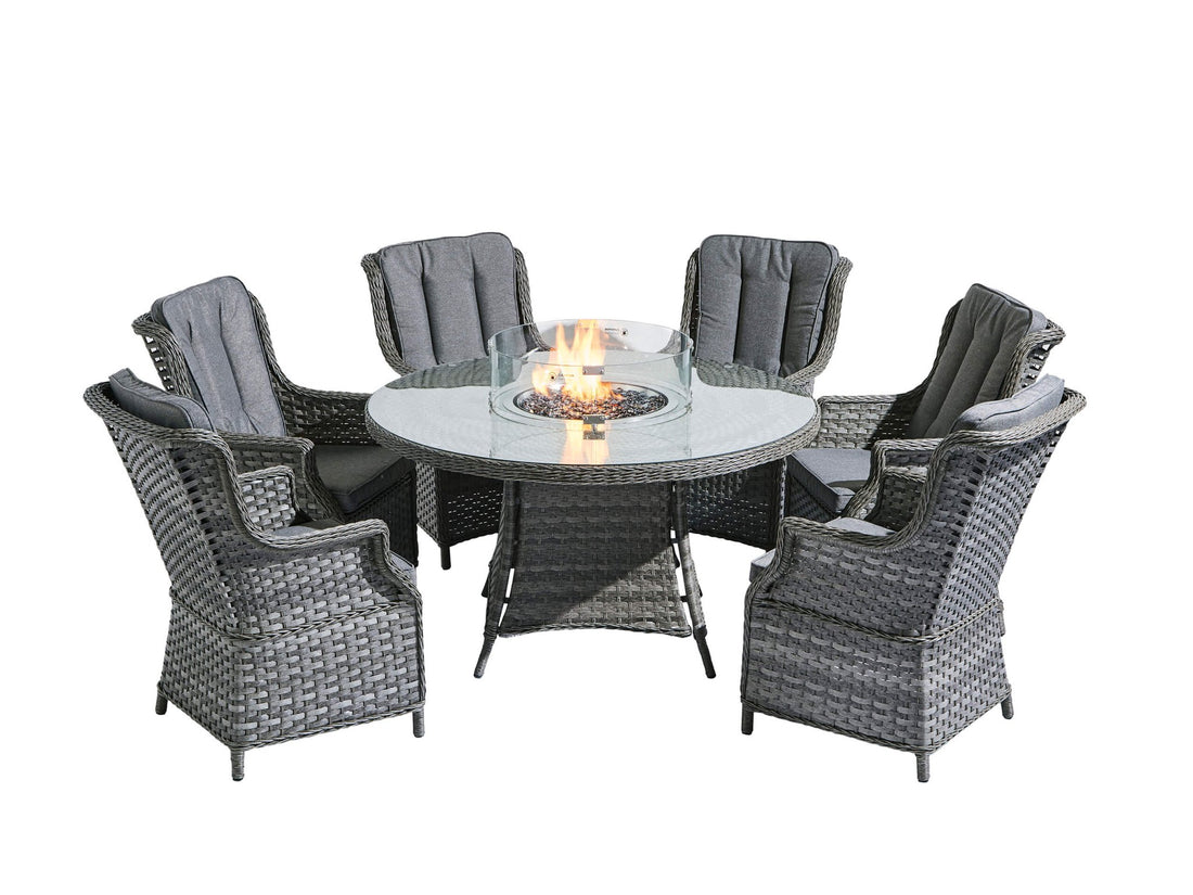 St Tropez Fire Pit Dining Set 6 Seat - The Outlet Home