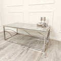 Stella Chrome Coffee Table with Stomach Ash Grey Sintered Top - The Outlet Home