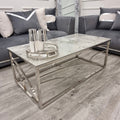 Stella Chrome Coffee Table with Stomach Ash Grey Sintered Top - The Outlet Home