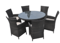 The Cambridge 6 Seat Dining Set with Round Table Mixed Brown - The Outlet Home