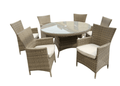 The Cambridge 6 Seat Dining Set with Round Table Natural - The Outlet Home