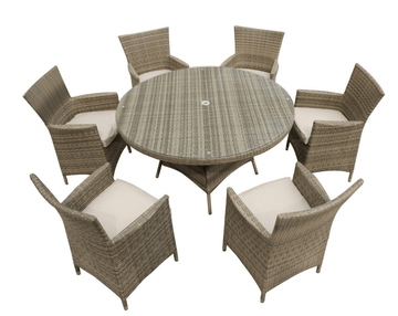 The Cambridge 6 Seat Dining Set with Round Table Natural - The Outlet Home