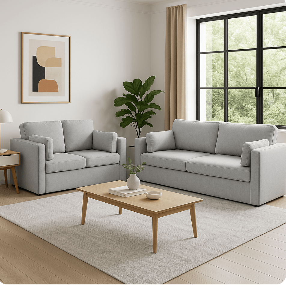 The Gizzel Light Grey Sofa Set 2 and 3 Seat Sofa - The Outlet Home