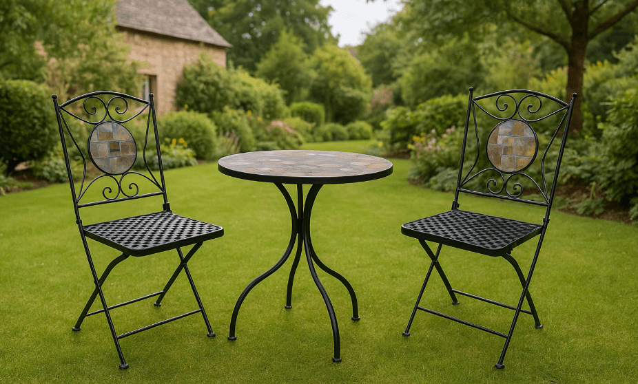 The Ludlow 60cm Slate Mosaic Bistro Set - The Outlet Home
