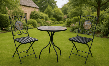 The Ludlow 60cm Slate Mosaic Bistro Set - The Outlet Home