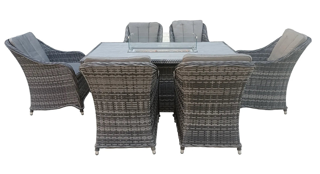 Oxford 6 Seat Fire Pit Dining Set - The Outlet Home