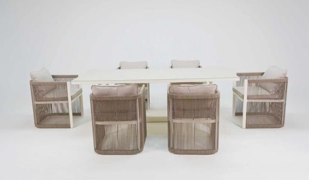 Vogue Aluminium Dining Set Natural - Pre Order Feb 2026 - Free Cantilever and base - The Outlet Home