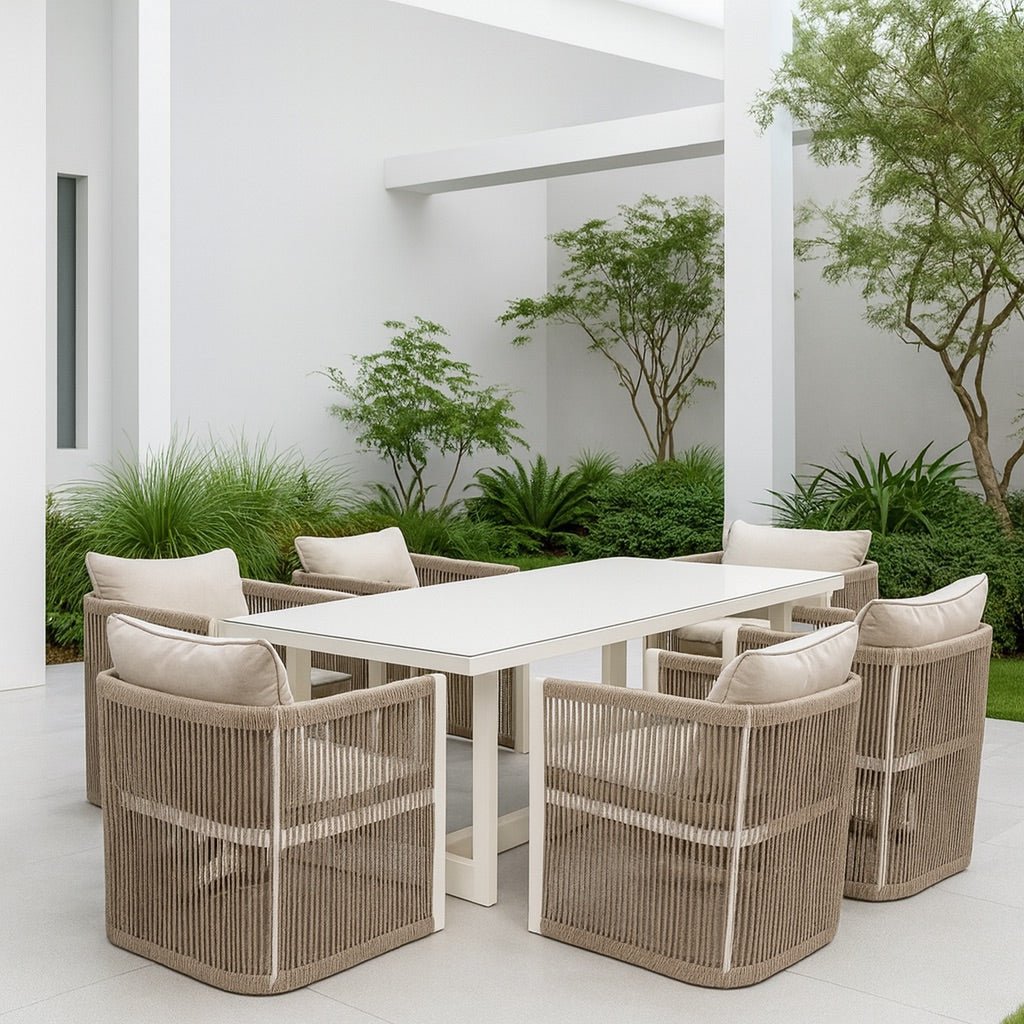 Vogue Aluminium Dining Set Natural - Pre Order Feb 2026 - Free Cantilever and base - The Outlet Home