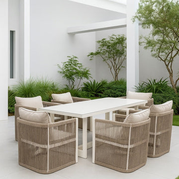 Vogue Aluminium Dining Set Natural - Pre Order Feb 2026 - Free Cantilever and base - The Outlet Home