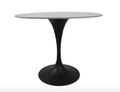 White Round Marble Dining Table Black Leg - 90cm - The Outlet Home